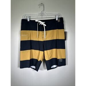 Dark Seas Division Overall Boardshort 30 Black Tobacco Stripes 19" Beach‎ Swim